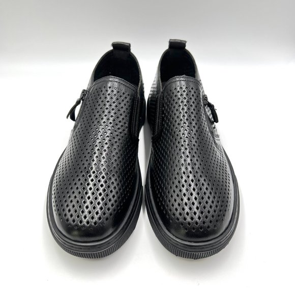 9 2E WIDE WIDTH Propet Womens Black Perforated Leather Casual‎ Comfort Shoes - Picture 2 of 12